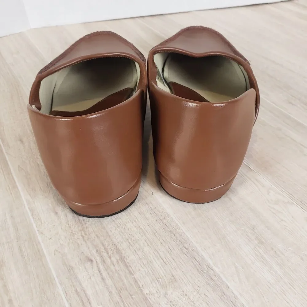 L.B. Evans Chicopee Men’s Slippers 9EE Brown Leather Slip On Moc Toe 2198